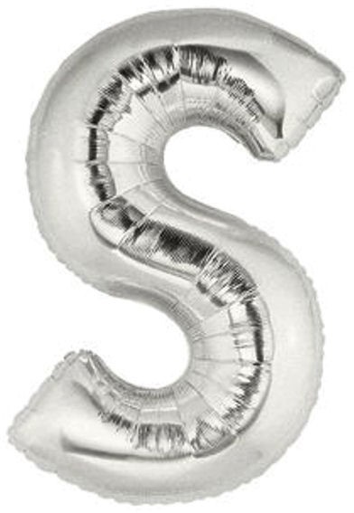 'Buchstabe S', silber, Mini-Folienballon mit Ventil ca. 16" / 40 cm